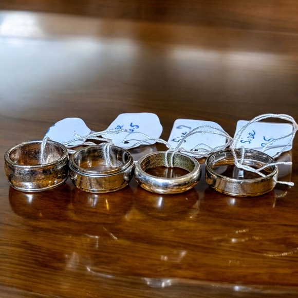 Other - Set Of Four Silver-Tone Men's Fashion Statement Ring Bands